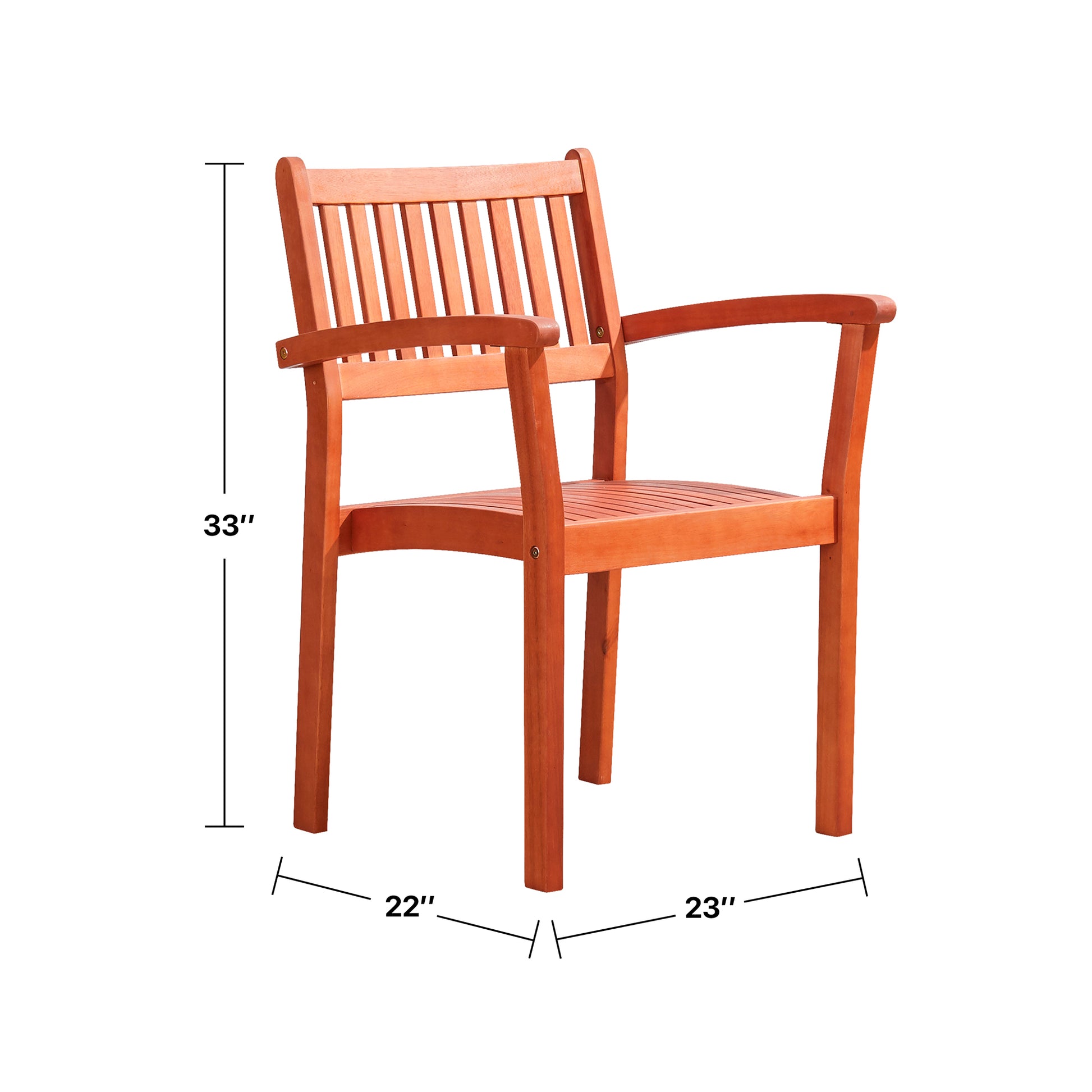 Caladesi Reddish Brown Wood Coastal Stackable Patio Armchair Set Of 2 Natural Wood Wood Eucalyptus