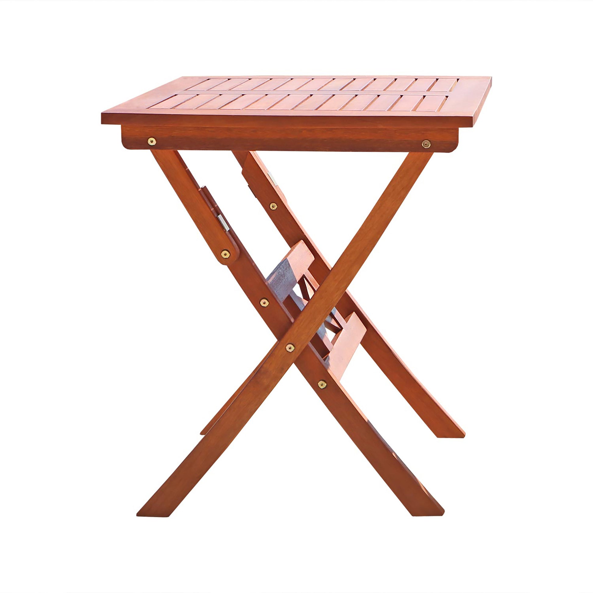 Lucius Reddish Brown Folding Bistro Table Natural Wood Wood Eucalyptus