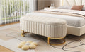 Elegant Upholstered Velvet Storage Ottoman With Button Tufted,Storage Bench With Metal Legs For Bedroom,Living Room,Fully Assembled Except Legs,Beige Beige Velvet