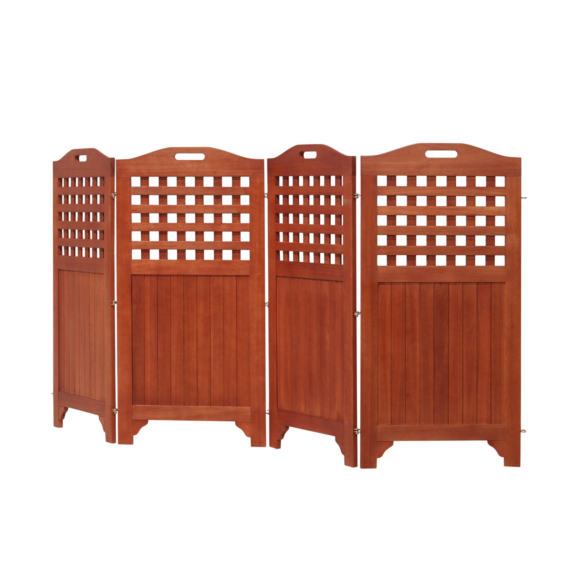Carlton Reddish Brown Wood Privacy Screen with 4
