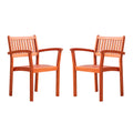 Caladesi Reddish Brown Wood Coastal Stackable Patio Armchair Set Of 2 Natural Wood Wood Eucalyptus