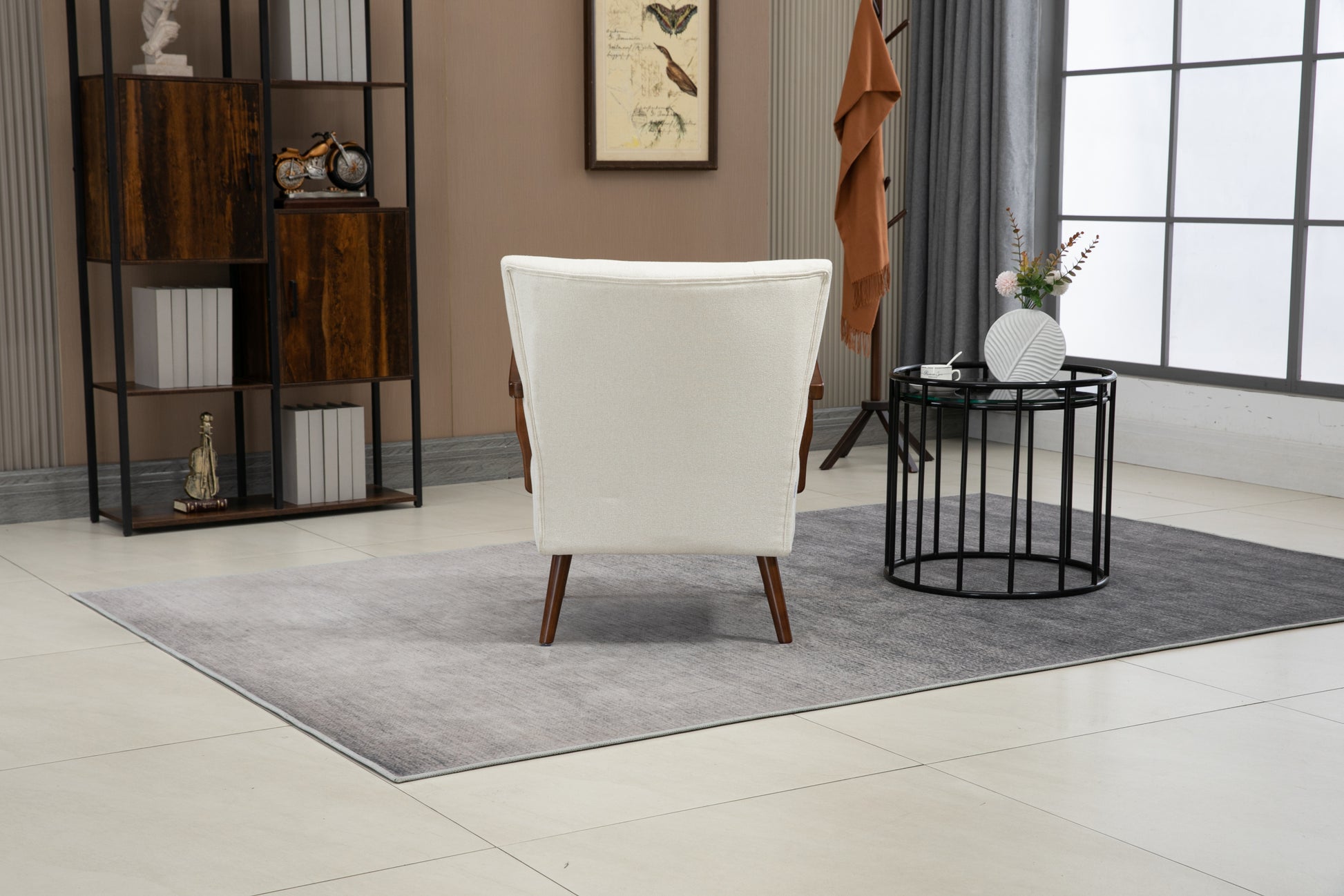 Coolmore Wood Frame Armchair, Modern Accent Chair Lounge Chair For Living Room Beige Linen