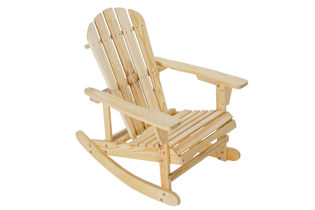 Adirondack Rocking Chair Solid Wood Chairs Finish Outdoor Furniture For Patio, Backyard, Garden Natual Natural Wood Wood
