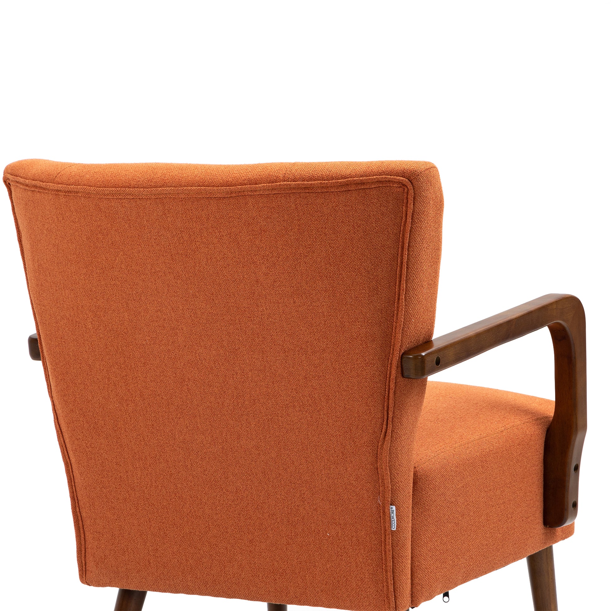 Coolmore Wood Frame Armchair, Modern Accent Chair Lounge Chair For Living Room Orange Linen