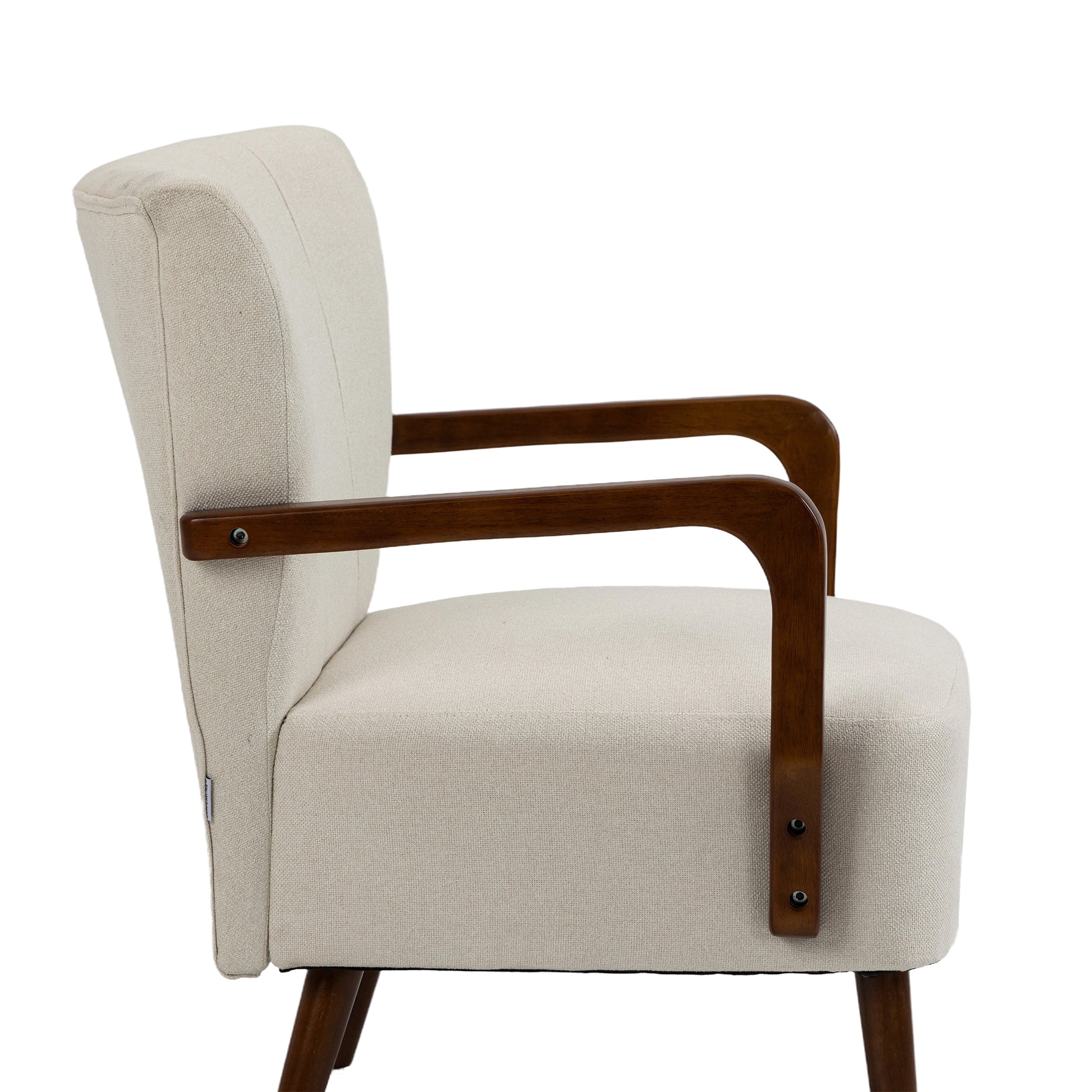 Coolmore Wood Frame Armchair, Modern Accent Chair Lounge Chair For Living Room Beige Linen