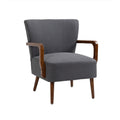 Coolmore Wood Frame Armchair, Modern Accent Chair Lounge Chair For Living Room Dark Gray Linen