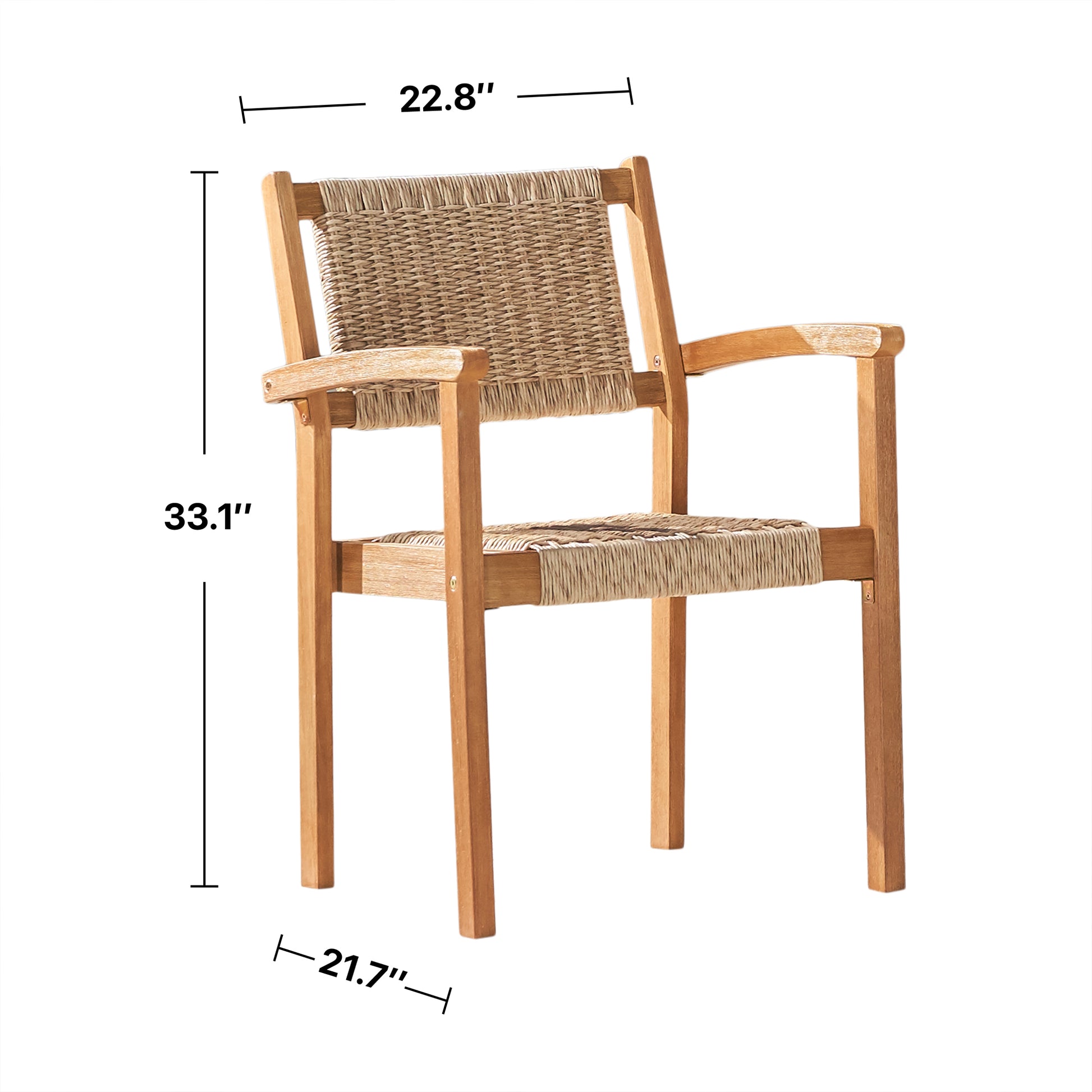 Mauricio Honey Wood Dining Chair Set Of 2 Light Brown Wood Acacia Wood