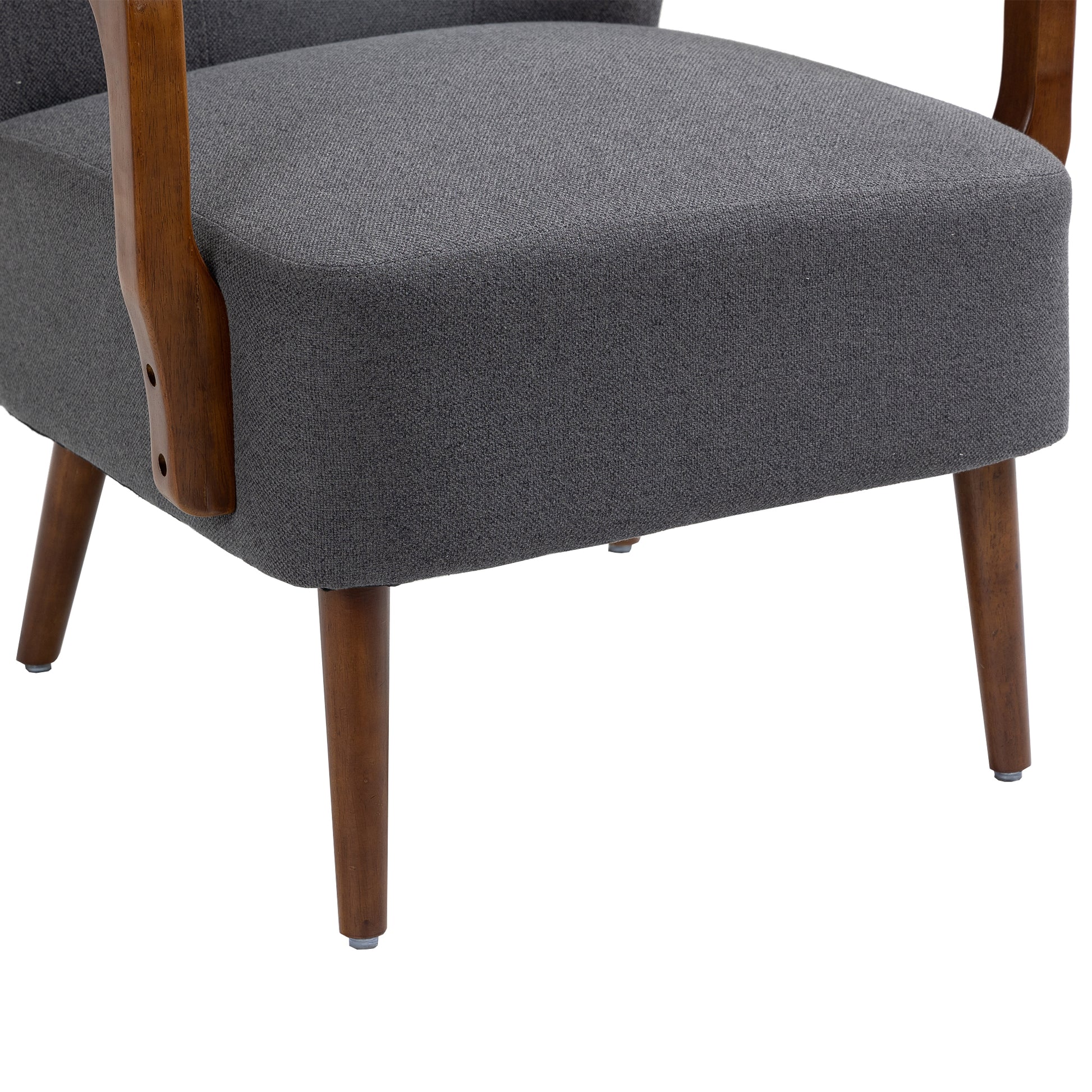 Coolmore Wood Frame Armchair, Modern Accent Chair Lounge Chair For Living Room Dark Gray Linen