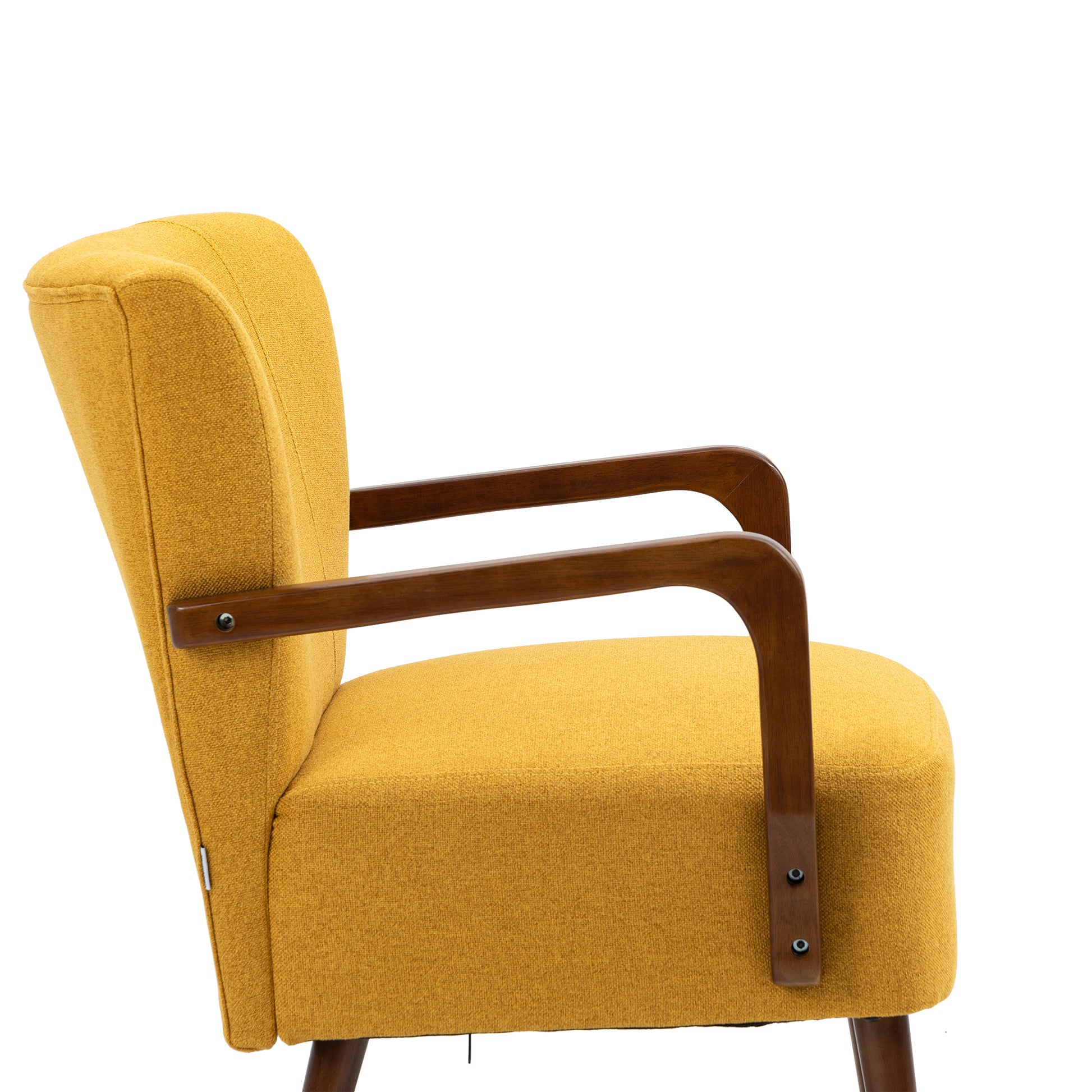 Coolmore Wood Frame Armchair, Modern Accent Chair Lounge Chair For Living Room Mustard Yellow Linen