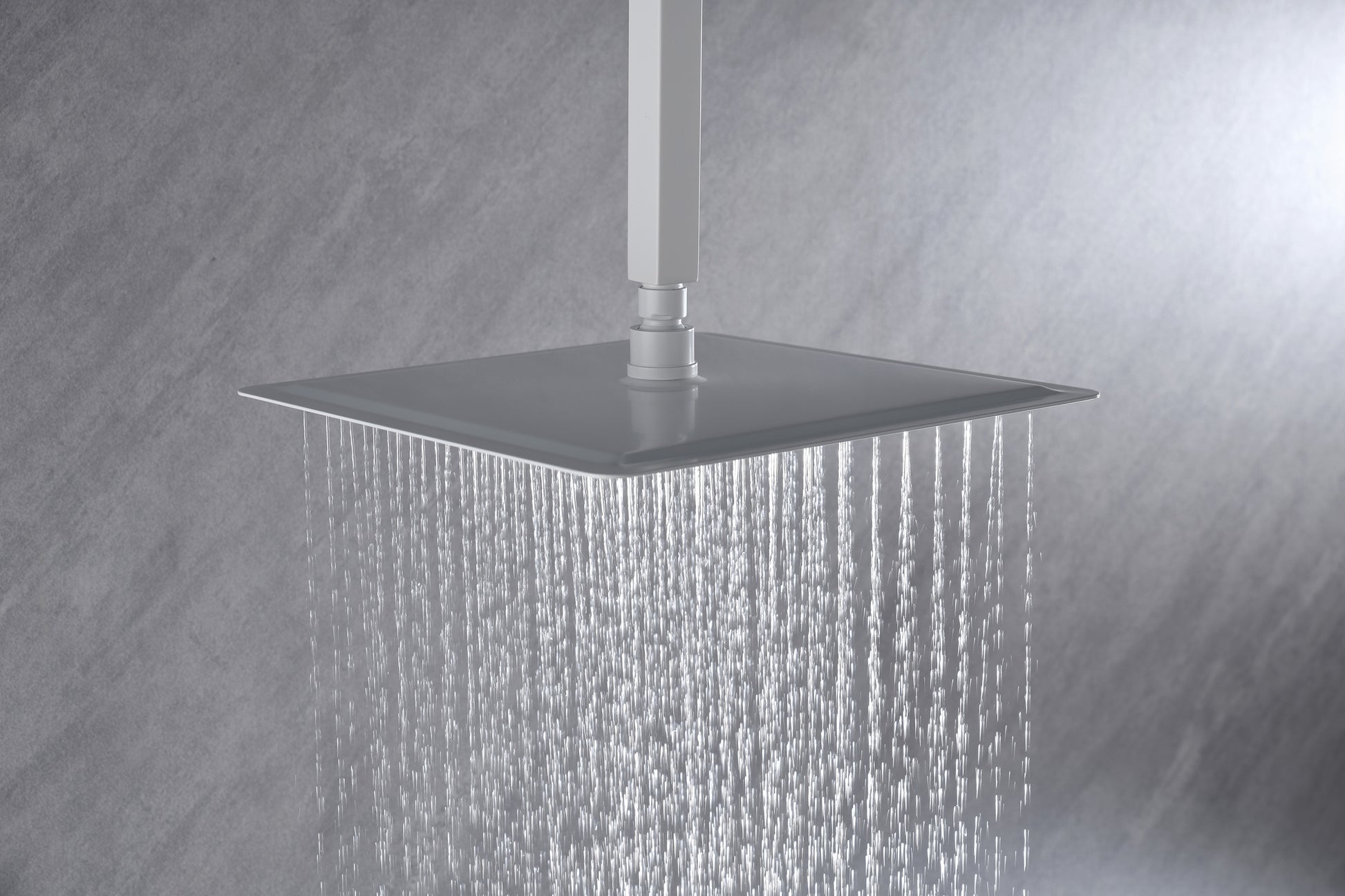 High Pressure Rain Shower Head, Ultra Thin Showerhead 304 Stainless Steel Waterfall Shower With Self Clean Nozzles, Full Body Covering White Stainless Steel