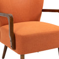 Coolmore Wood Frame Armchair, Modern Accent Chair Lounge Chair For Living Room Orange Linen