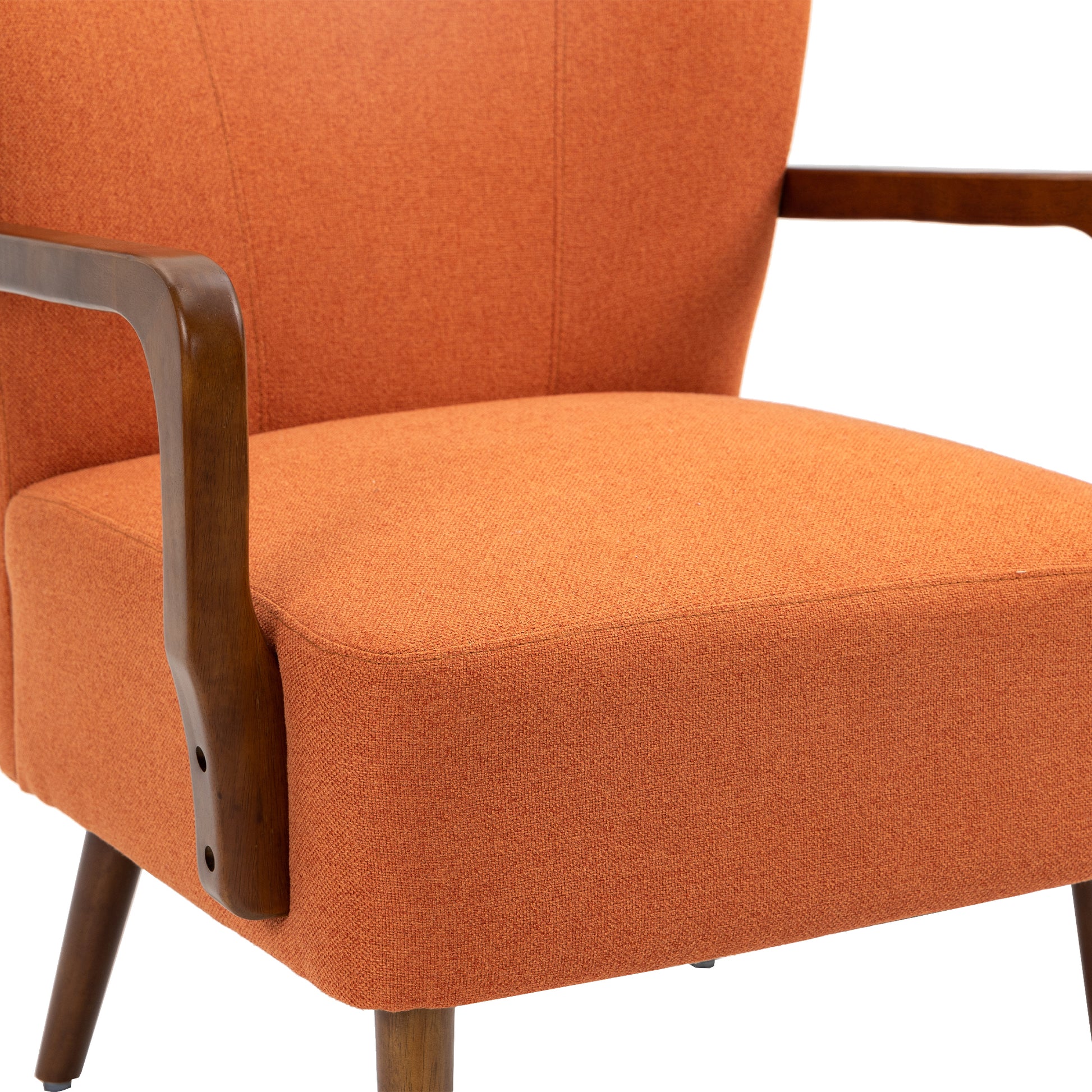 Coolmore Wood Frame Armchair, Modern Accent Chair Lounge Chair For Living Room Orange Linen