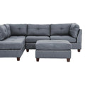 3 Pc Sectional In Blue Gray Grey Fabric