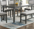 Gray Color Dining Room Furniture Unique Modern 6Pc Set Dining Table 4X Side Chairs And A Bench Solid Wood Rubberwood And Veneers Gray Wood Dining Room Bench Seating Rubberwood Rectangular Dining Table With Chair And Bench Wood Wood Grey Seats 6 60 Inches