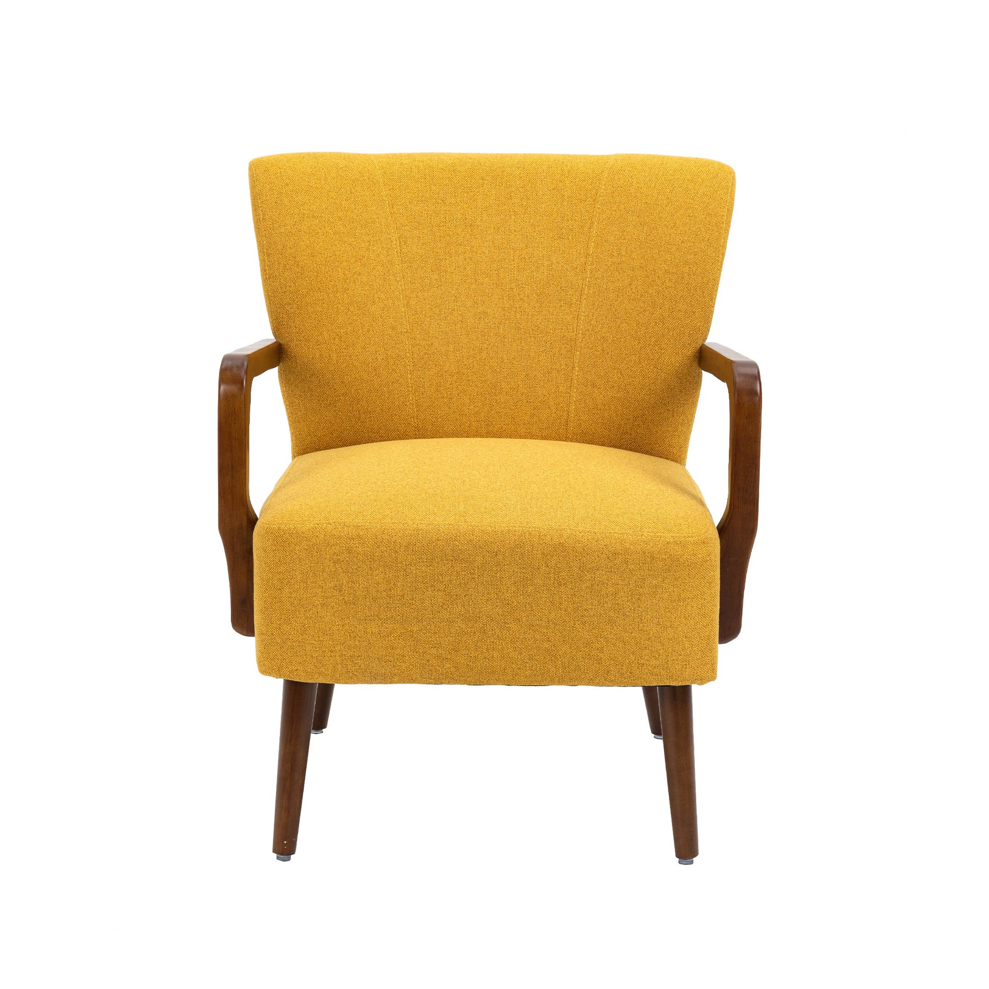 Coolmore Wood Frame Armchair, Modern Accent Chair Lounge Chair For Living Room Mustard Yellow Linen