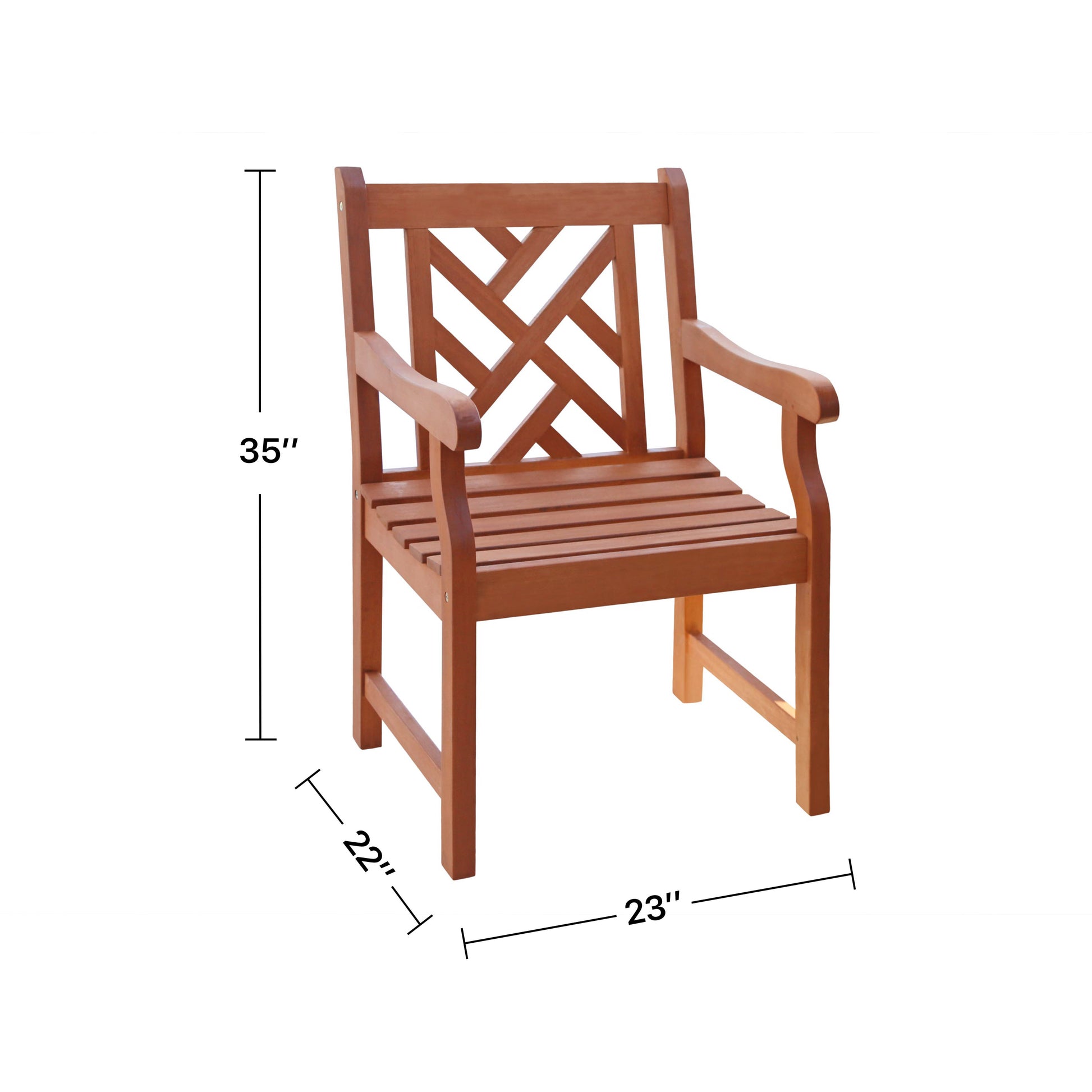 Lidwina Reddish Brown Tropical Wood Patio Armchair Natural Wood Wood Eucalyptus