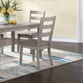 Classic Stylish Natural Finish 5Pc Dining Set Kitchen Dinette Wooden Top Table And Chairs Cushions Seats Ladder Back Chair Dining Room Gray Wood Dining Room Rectangular Dining Table With Chair Upholstered Chair Wood Natural Ladder Back Seats 4 48 Inches