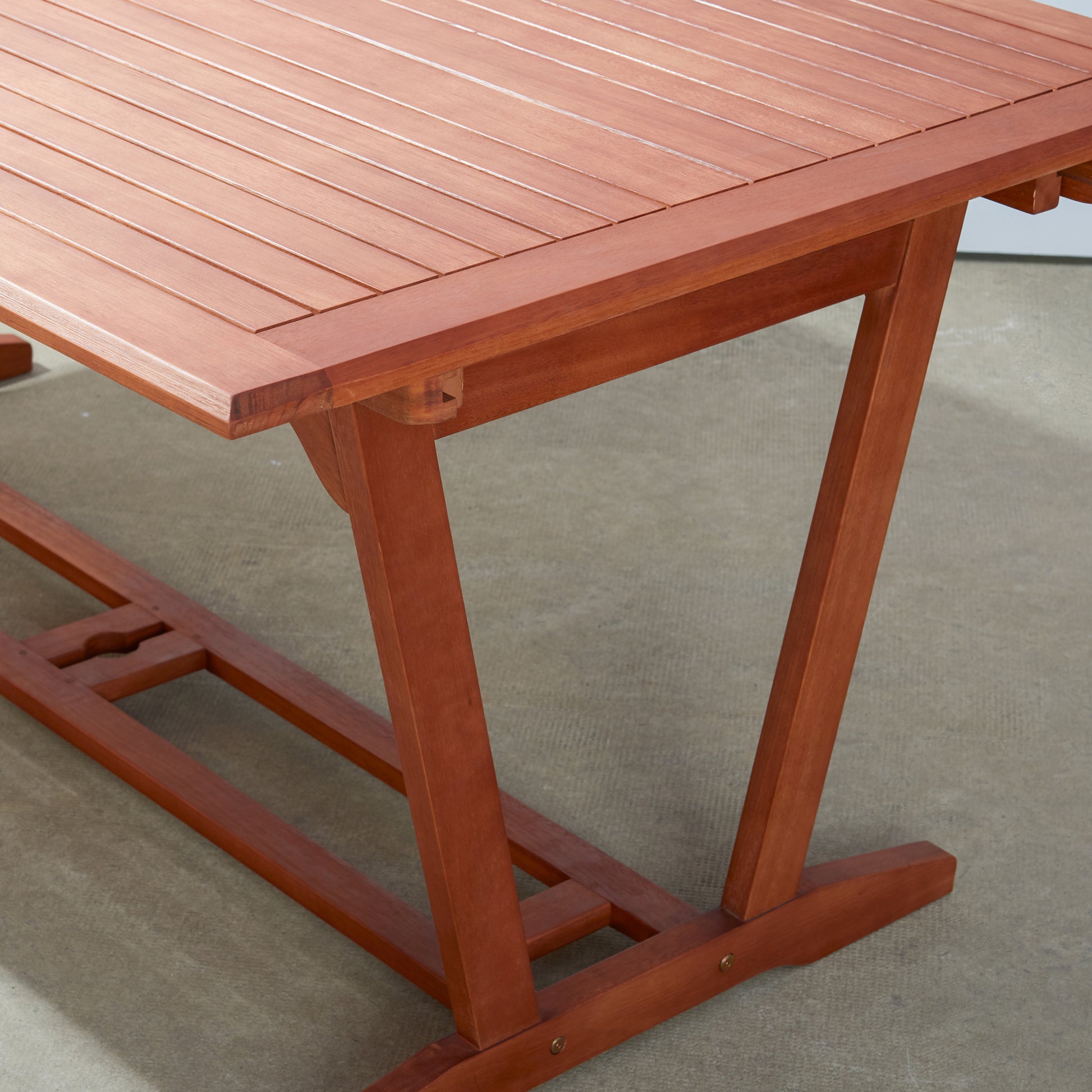 Carlton Reddish Brown Tropical Wood Patio Dining Table With Folding Extension Natural Wood Wood Eucalyptus