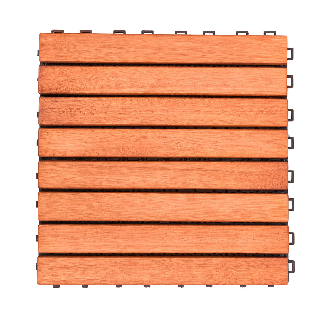 Kaia 8 Slat Reddish Brown Wood Interlocking Deck Tile Set Of 10 Tiles Natural Wood Wood Eucalyptus