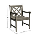 Heraldo Grey Washed Farmhouse Wood Patio Armchair Gray Wash Wood Acacia Wood