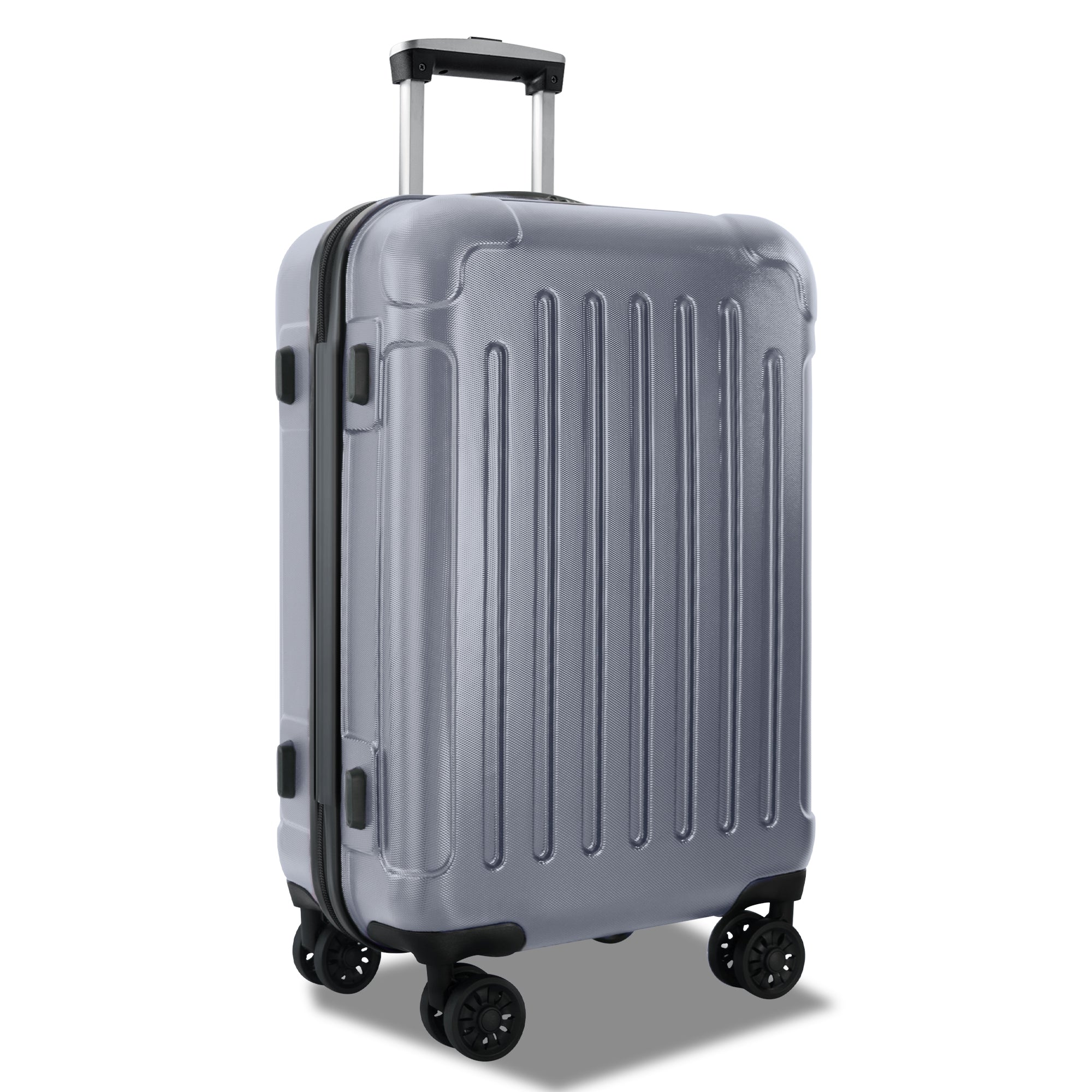 Luggage 3 Piece Sets with Spinner Wheels ABS PC grey-abs+pc