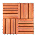 Kaia 6 Slat Reddish Brown Wood Interlocking Deck Tile Set Of 10 Tiles Natural Wood Wood Eucalyptus