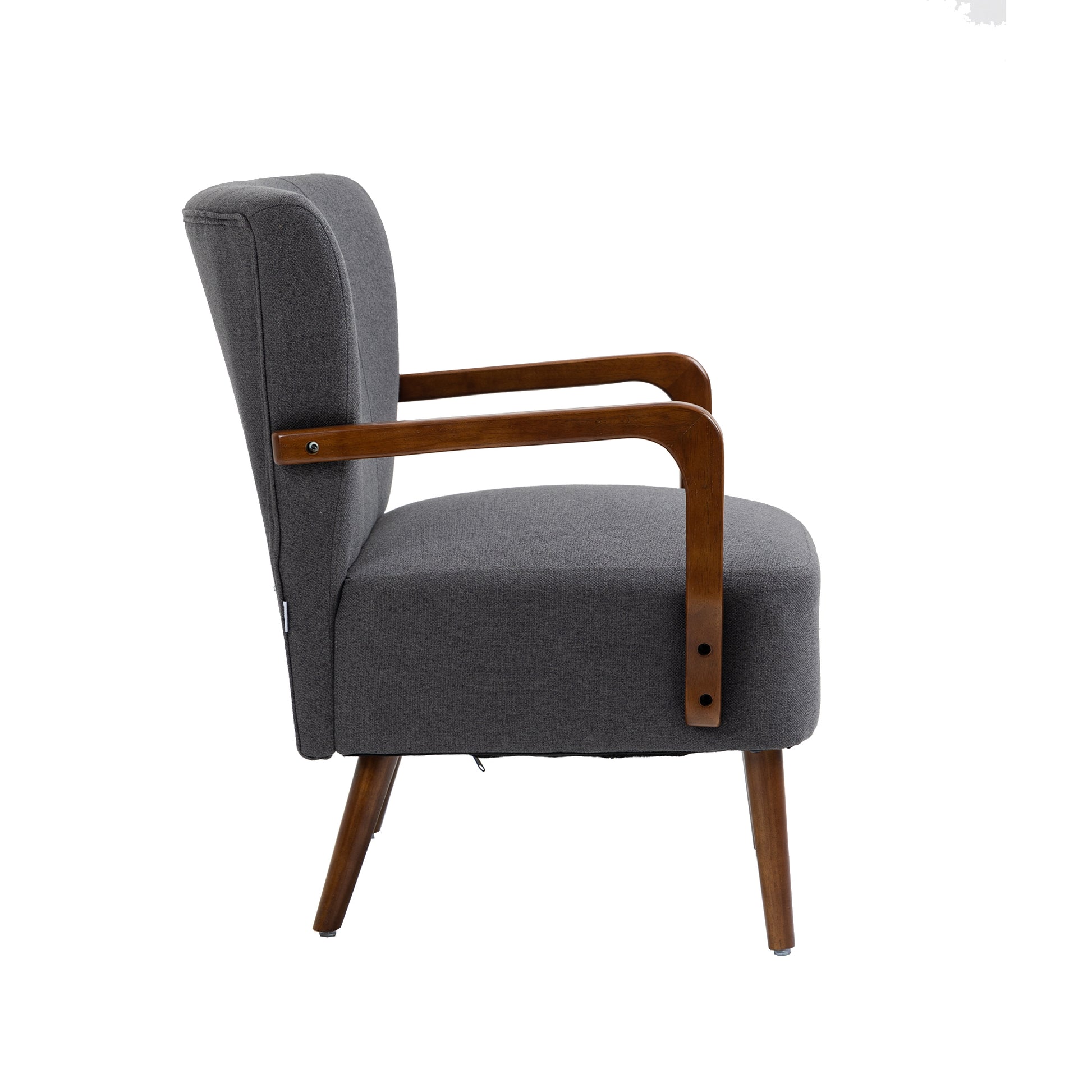 Coolmore Wood Frame Armchair, Modern Accent Chair Lounge Chair For Living Room Dark Gray Linen