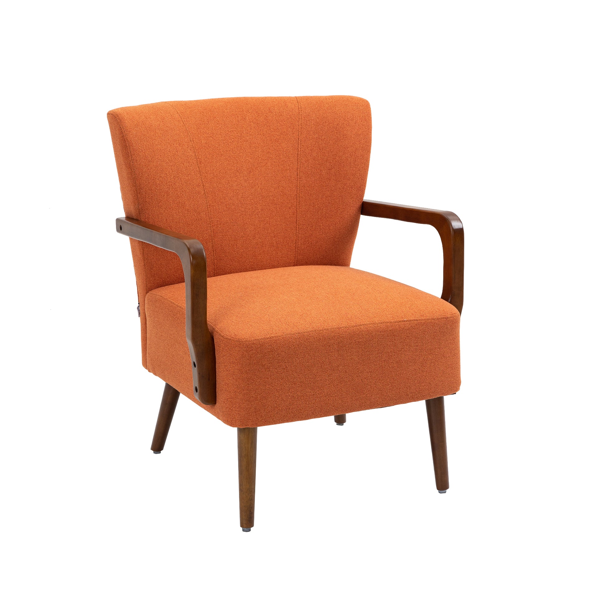 Coolmore Wood Frame Armchair, Modern Accent Chair Lounge Chair For Living Room Orange Linen