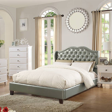 Full Bed Pu Silver In Silver Silver Leather