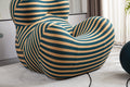 Barrel Chair With Ottoman, Mordern Comfy Stripe Chair For Living Room 3 Colors, 2 Size , Bule & Yellow Stripe And Large Size Yellow Foam Polyester