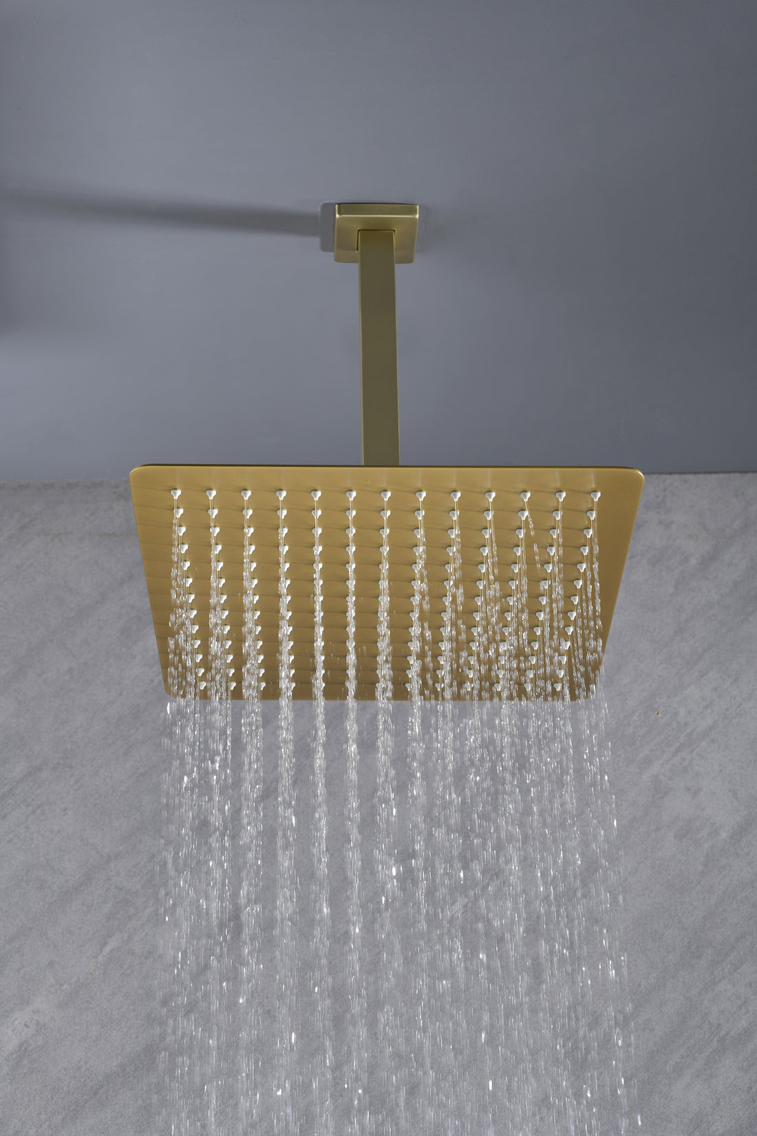 Rain Shower Head High Pressure Rainfall Showerhead Water Saving Brushed Gold Stainless Steel