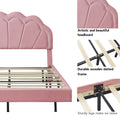 2 Pieces Bedroom Sets,Queen Size Upholstered Led Platform Bed With Storage Ottoman Velvet,Pink Pink Velvet