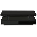 Led Coffee Table With Storage, Modern Center Table With 2 Drawers And Display Shelves, Accent Furniture With Led Lights For Living Room,Black Black Particle Board