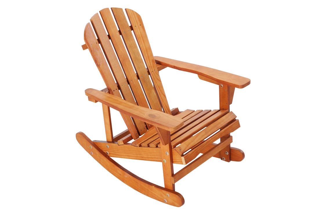 Adirondack Rocking Chair Solid Wood Chairs Finish Outdoor Furniture For Patio, Backyard, Garden Walnut Brown Walnut Wood Wood