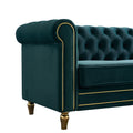 Chesterfield Velvet Sofa 84.65 Inch For Living Room Green Color Green Velvet Wood Primary Living Space Tufted Back Modern Rolled Arms Foam Velvet 3 Seat