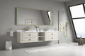 96In. W X 23 In. D X21 In. H Double Bath Vanity In With White Carrara Top With White Sink Khaki Abs Steel Q235 Wood Pvc