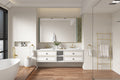 84*23*21in Wall Hung Doulble Sink Bath Vanity Cabinet white-abs+steel(q235)+wood+pvc