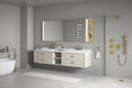 96*23*21in Wall Hung Doulble Sink Bath Vanity Cabinet khaki-abs+steel(q235)+wood+pvc