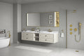 96In. W X 23 In. D X21 In. H Double Bath Vanity In With White Carrara Top With White Sink Khaki Abs Steel Q235 Wood Pvc