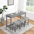 Bar Table Set With Power Outlet, Bar Table And Chairs Set, 4 Piece Dining Table Set, Industrial Breakfast Table Set, For Living Room, Dining Room, Game Room, Old Sku W1781110619 Gray Solid Wood Mdf