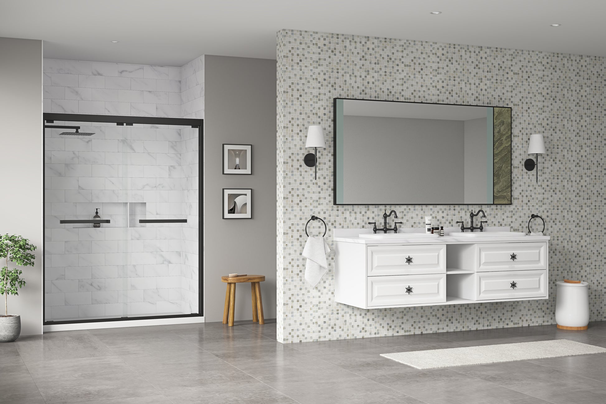 72*23*21in Wall Hung Doulble Sink Bath Vanity Cabinet white-abs+steel(q235)+wood+pvc