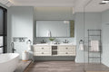 84*23*21in Wall Hung Doulble Sink Bath Vanity Cabinet khaki-abs+steel(q235)+wood+pvc