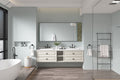 84*23*21In Wall Hung Doulble Sink Bath Vanity Cabinet Only In Bathroom Vanities Without Tops Khaki Abs Steel Q235 Wood Pvc