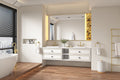 84*23*21in Wall Hung Doulble Sink Bath Vanity Cabinet white-abs+steel(q235)+wood+pvc