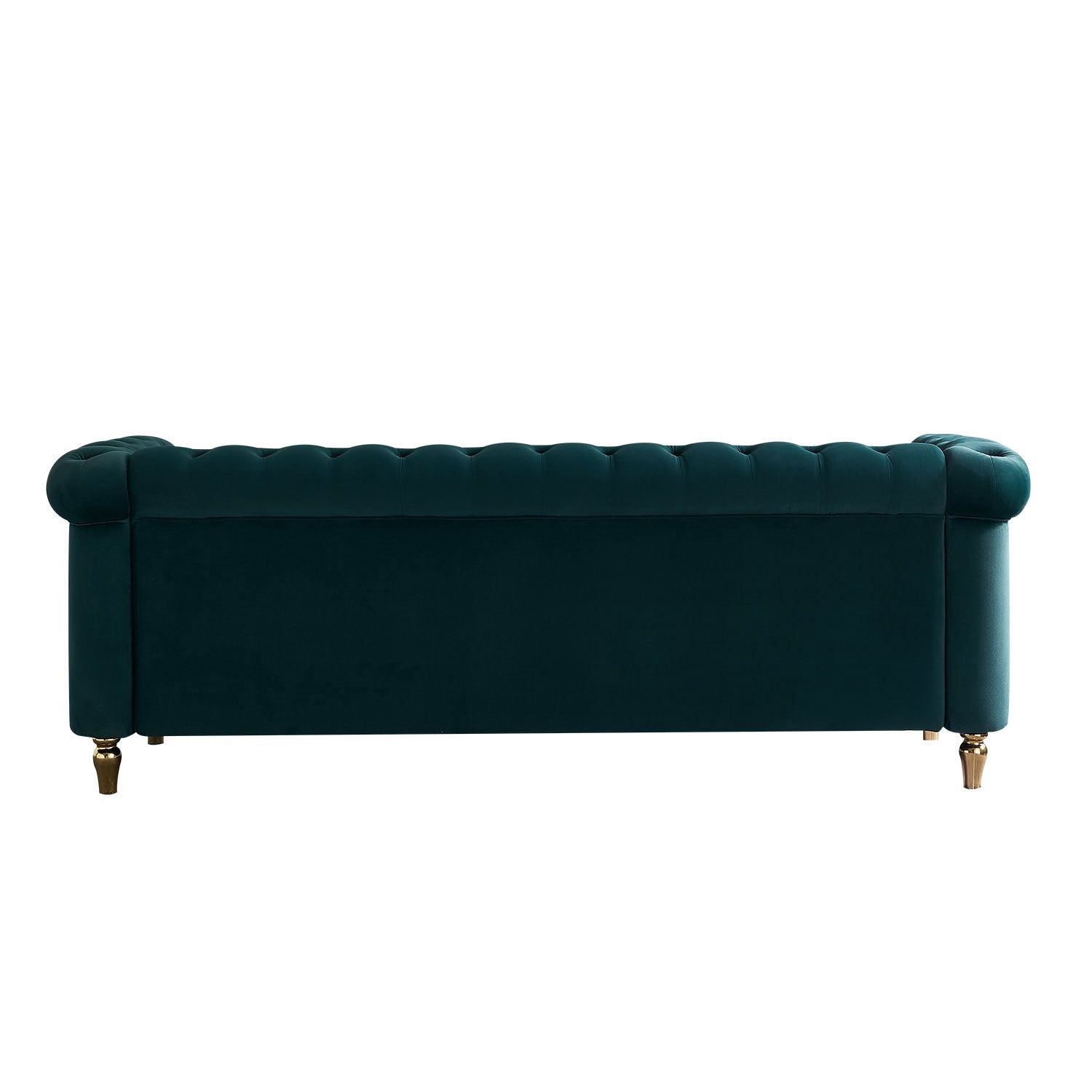 Chesterfield Velvet Sofa 84.65 Inch For Living Room Green Color Green Velvet Wood Primary Living Space Tufted Back Modern Rolled Arms Foam Velvet 3 Seat