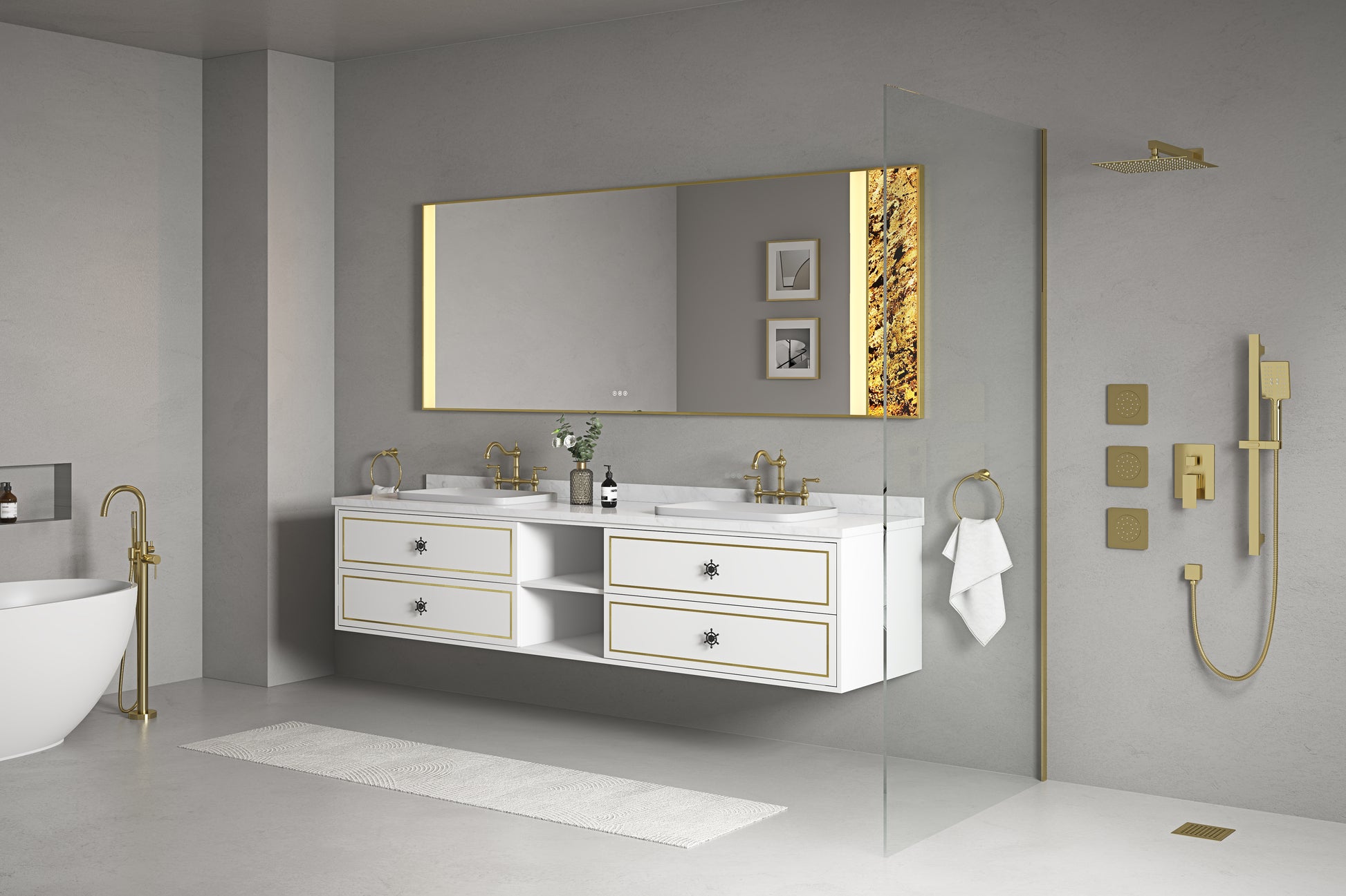 White Engineering Stone White Rectangular Double Sink Dressing Table Without Sink Manufactured Stone Khaki Engineered Stone