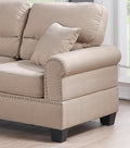 Sand Polyfiber Linen Like Fabric 2Pc Sofa Set Sofa And Loveseat Elegant Plush Contemporary Couch Living Room Furniture Desert Sand Linen Wood Primary Living Space Cushion Back Classic,Contemporary,Modern Rolled Arms Foam Fabric 5 Seat