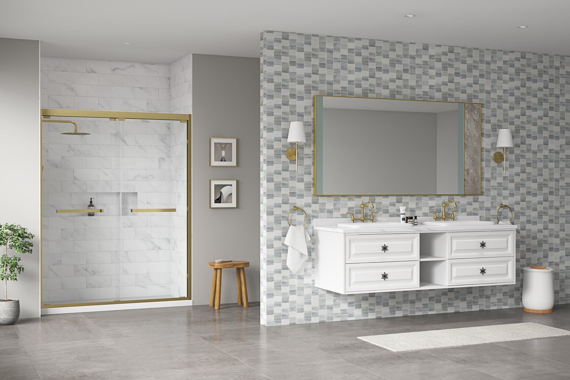 72 In. W X 23 In. D X21 In. H Double Bath Vanity In With White Carrara Top With White Sink White Abs Steel Q235 Wood Pvc