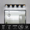 Vanity Lights With 5 LED Bulbs For Bathroom Lighting black-glass