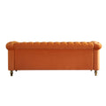 Chesterfield Velvet Sofa 84.65 Inch For Living Room Orange Color Orange Velvet Wood Primary Living Space Tufted Back Modern Rolled Arms Foam Velvet 3 Seat